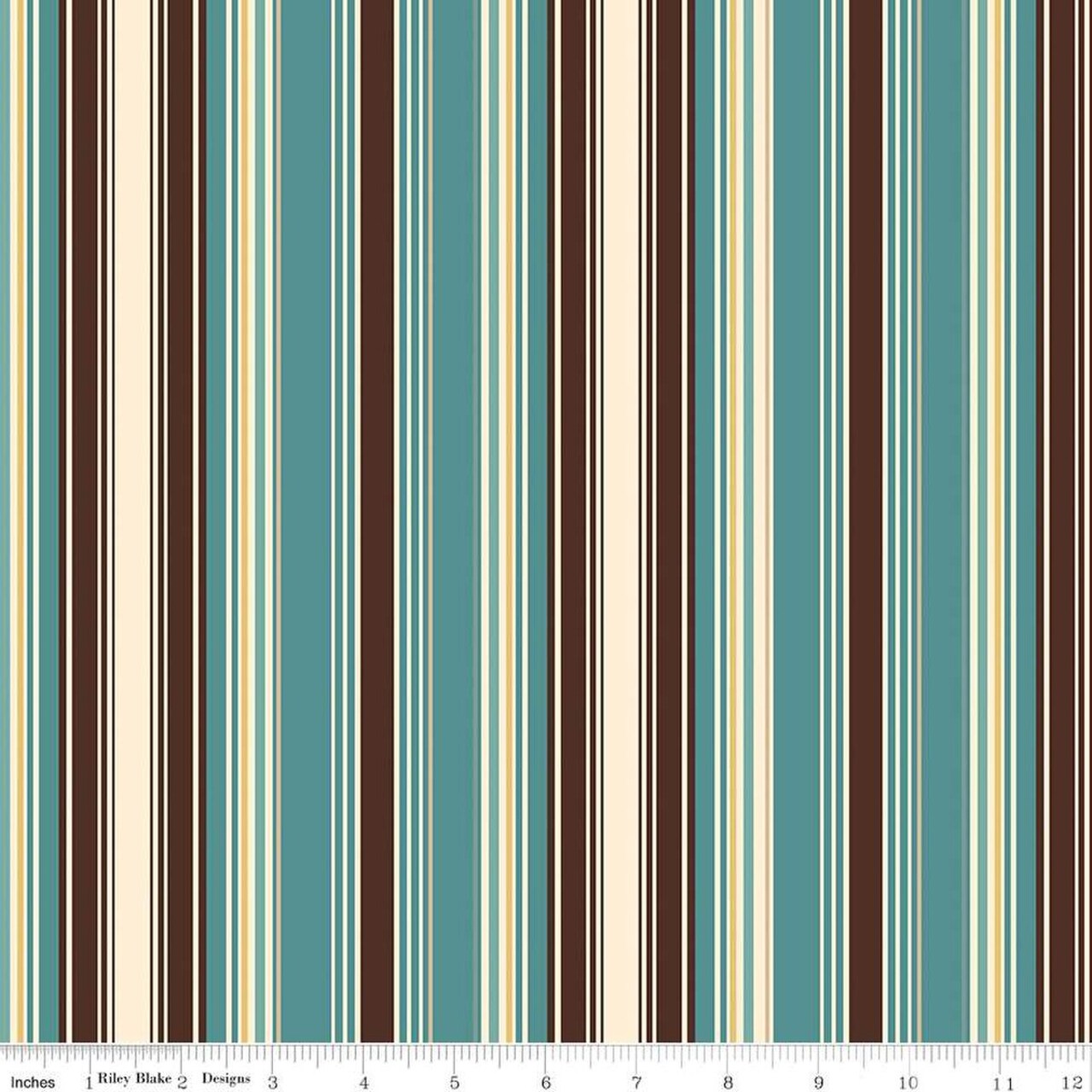 Fabric Riley Blake Teal Cowboy Stripes by the Quarter Yard C15494-TEAL